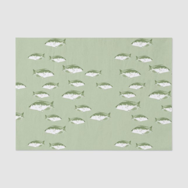 Papier Mousseline Poisson vert olive (Recto)