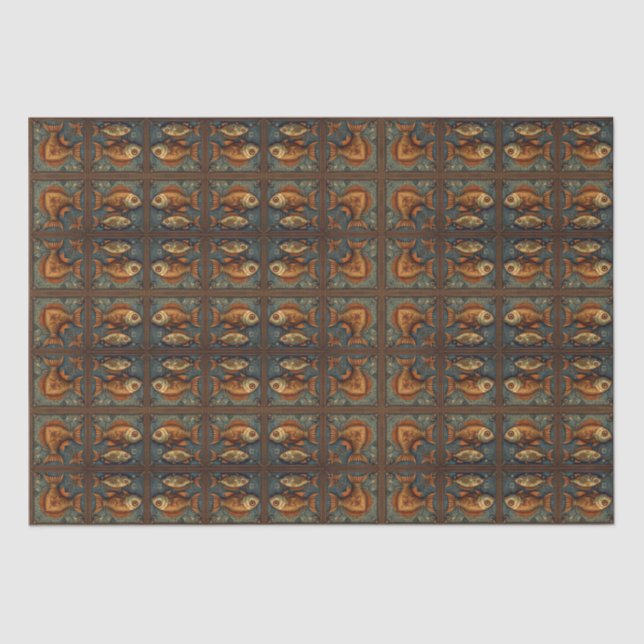 Papier Mousseline Poissons de Steampunk Découpage 3 de 3 (Recto)