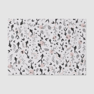 Papier Mousseline Poissons et branches Peinture japonaise