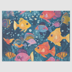 Papier Mousseline Poissons tropicaux colorés