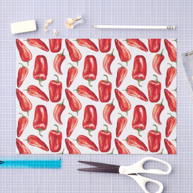 Papier Mousseline Poivrons rouges piquants (Artisanat)