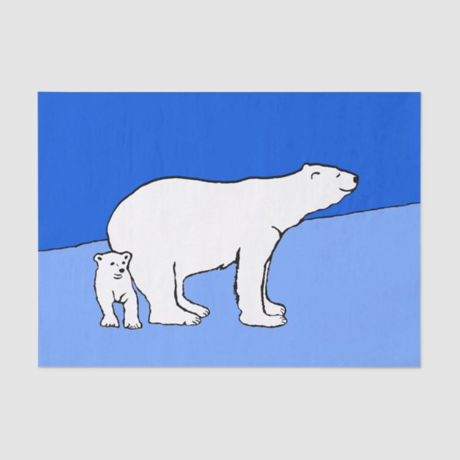 Papier Mousseline Polar Bear Mom and Cub Peinture - Wildlife Art (Recto)