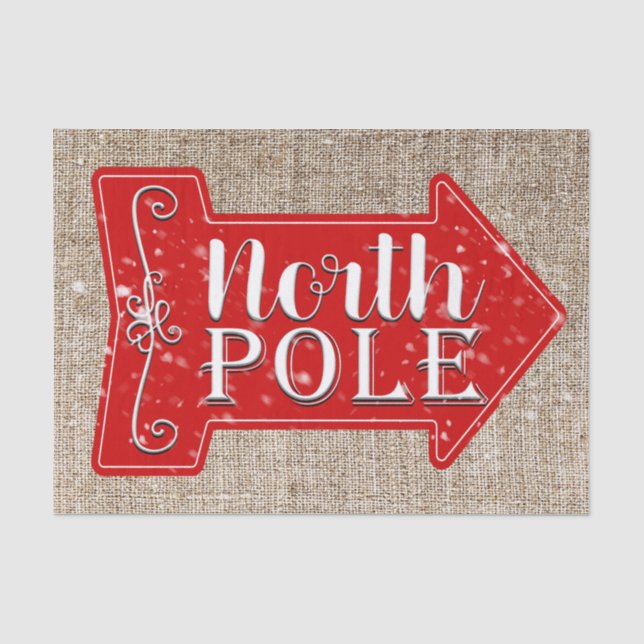 Papier Mousseline Pôle Nord Flèche Rouge Rustique Noël Fêtes (Recto)