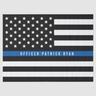 Papier Mousseline Police Mince Blue Line American Flag Ajouter le no