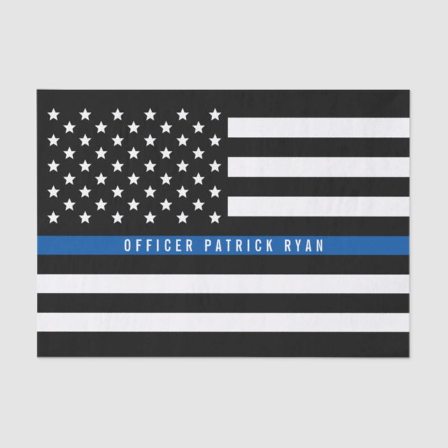 Papier Mousseline Police Mince Blue Line American Flag Ajouter un no (Recto)