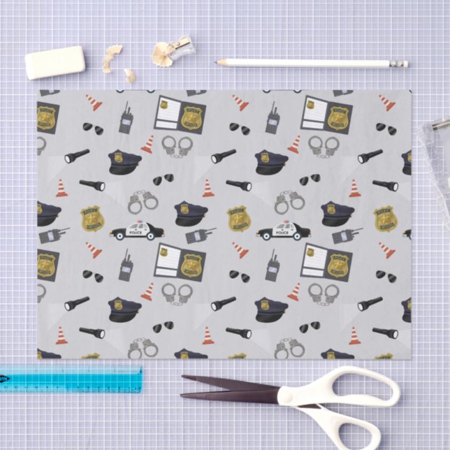 Papier Mousseline Police Themed Policeman Cop Pattern (Artisanat)