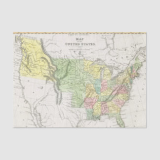Papier Mousseline Politique vintage de la carte des États-Unis (1833