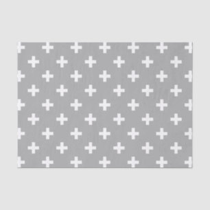 Papier Mousseline Polka blanche croise sur gris