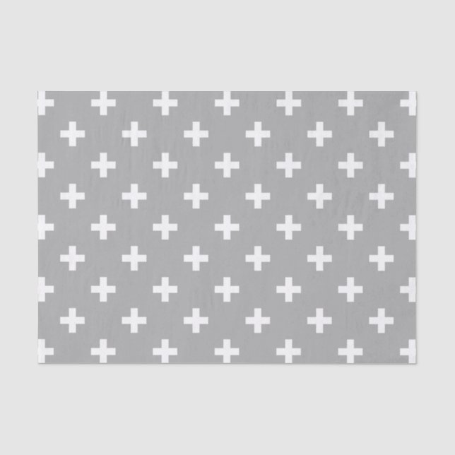 Papier Mousseline Polka blanche croise sur gris (Recto)