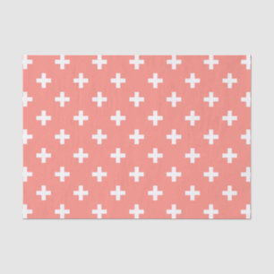 Papier Mousseline Polka blanche croise sur la pêche