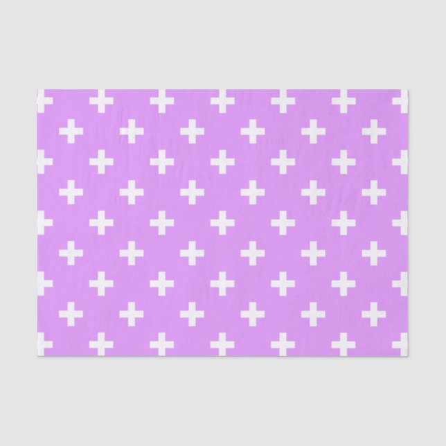 Papier Mousseline Polka blanche croise sur lilas (Recto)