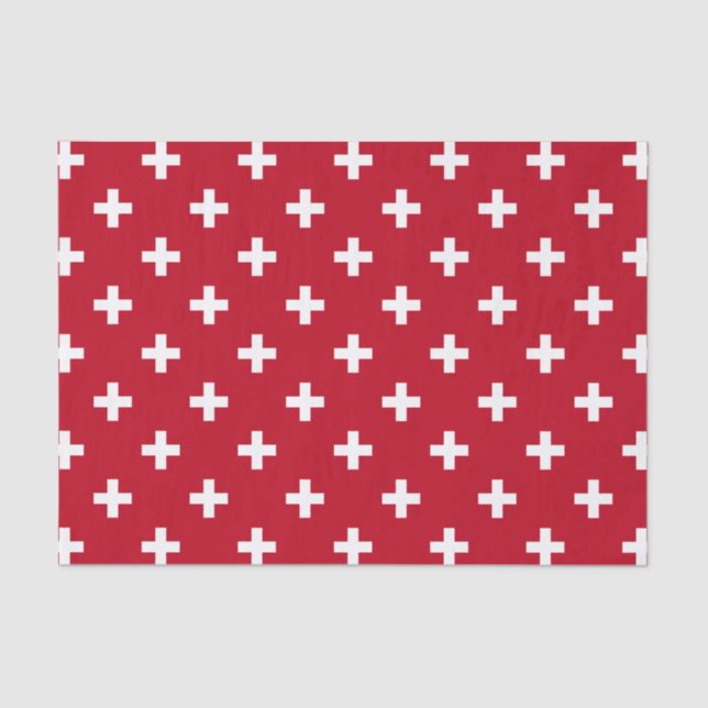 Papier Mousseline Polka blanche croise sur rouge (Recto)