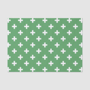 Papier Mousseline Polka blanche croise sur vert