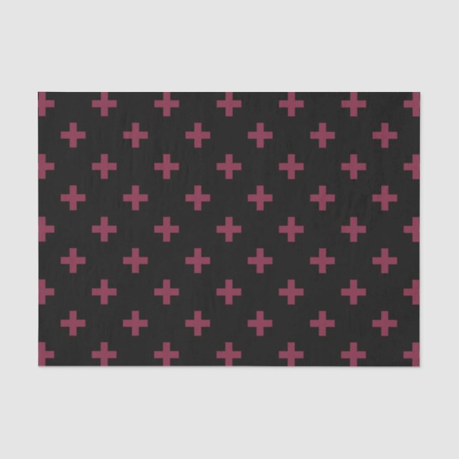 Papier Mousseline Polka de mûre croise sur le noir (Recto)