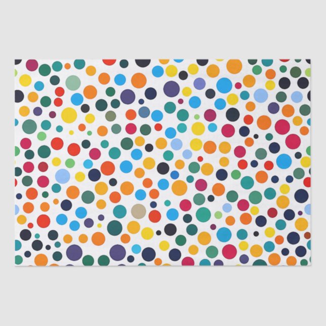 Papier Mousseline Polka Dot Confetti Coloré (Recto)