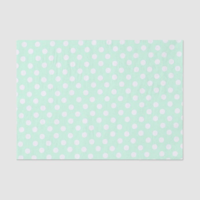 Papier Mousseline polka dots in pastel mint green (Recto)
