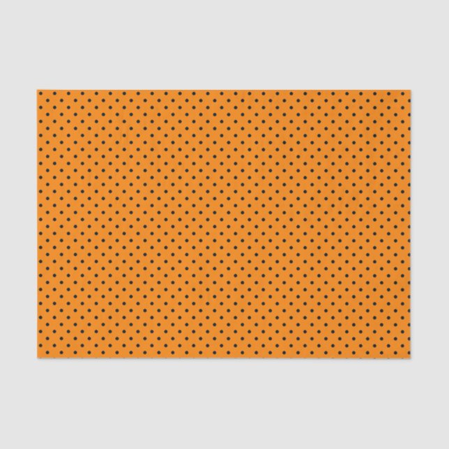 Papier Mousseline POLKA NOIR DOT SUR ORANGE Tissue Paper (Recto)