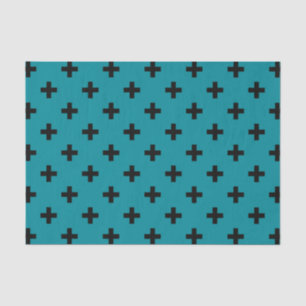 Papier Mousseline Polka noire croise sur turquoise