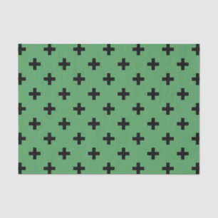 Papier Mousseline Polka noire croise sur vert