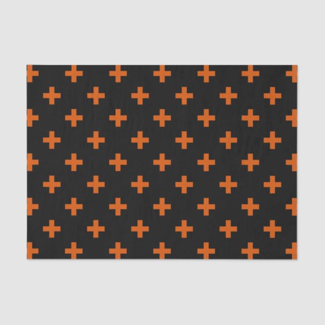 Papier Mousseline Polka orange croise sur noir (Recto)