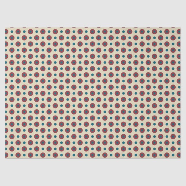 Papier Mousseline Polkas rouges Jumbo sur papier de tissus beige (Recto)