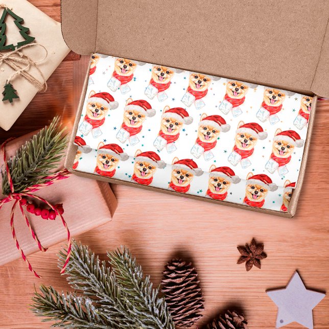 Papier Mousseline Pomeranian Dog Breed Christmas Stars (Créateur téléchargé)