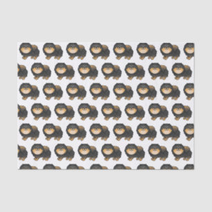 Papier Mousseline Pomeranian noir et feu Motif de chien de dessin an