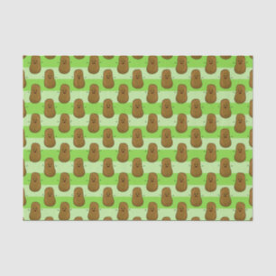 Papier Mousseline Pommes de terre heureuses sur un fond rayé vert