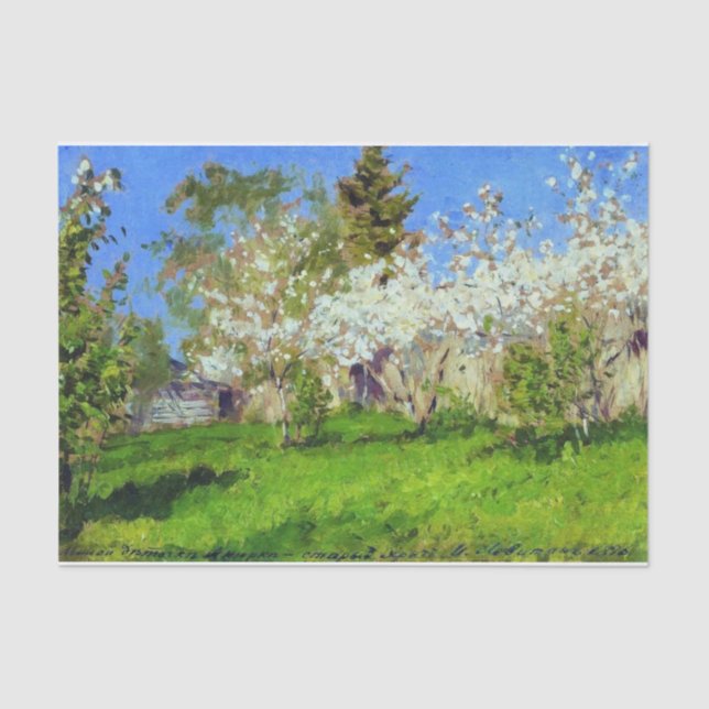 Papier Mousseline Pommes en fleurs par Isaac Levitan (Recto)