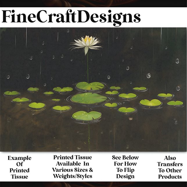 Papier Mousseline Pond Lily Tranquil Whimsical BP5B Découpage (Créateur téléchargé)