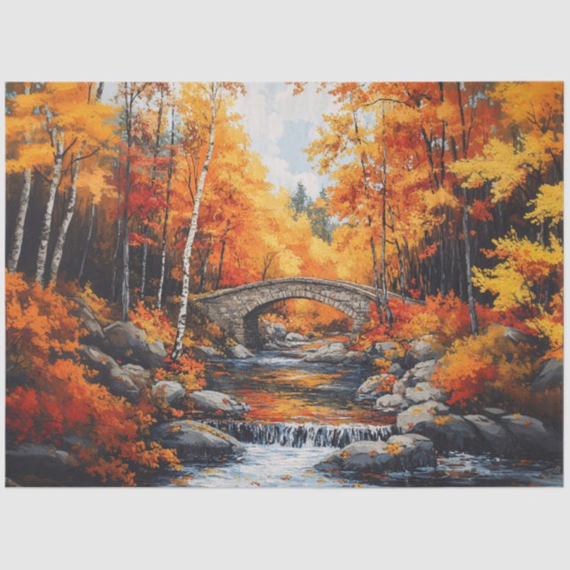 Papier Mousseline Pont forestier d'automne (Recto)