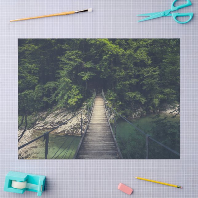 Papier Mousseline Pont suspendu simple rivière Idrijca, Slovénie (Artisanat)