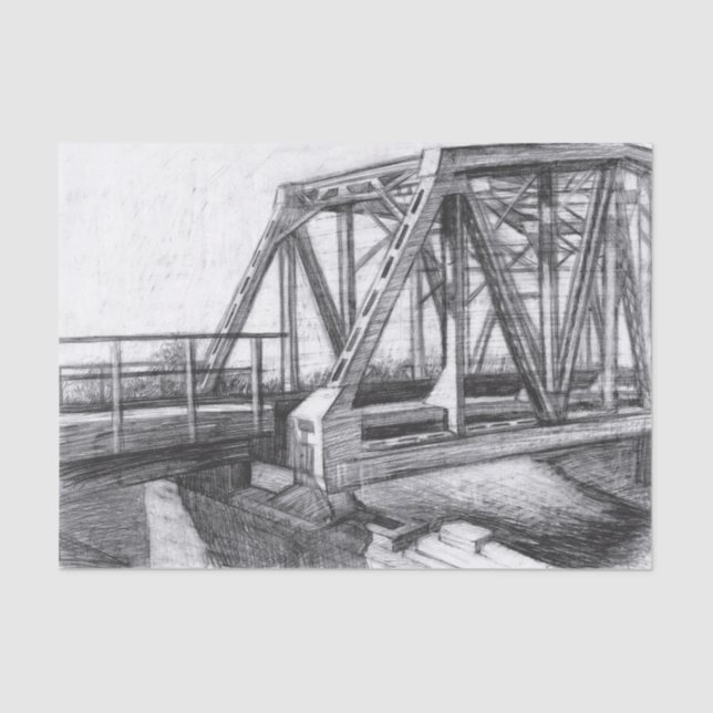 Papier Mousseline Pont vieux pencilart Monochrome noir et blanc (Recto)