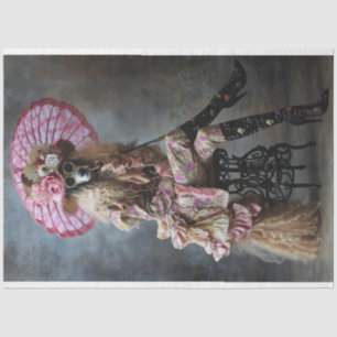 Papier Mousseline Poodle standard habillé en Découpage rose