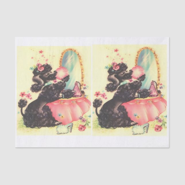 Papier Mousseline Poodle vintage pour le découpage (Recto)