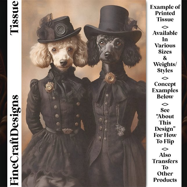 Papier Mousseline Poodles Chiens Black Victorian tenues CP4 Découpag (Créateur téléchargé)