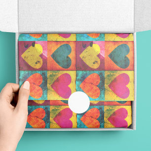 Papier Mousseline Pop Art Bright Distressed Heart Motif
