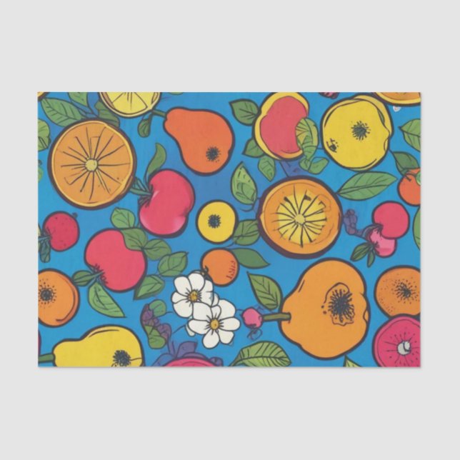 Papier Mousseline Pop Art Fruit Sur Navey (Recto)