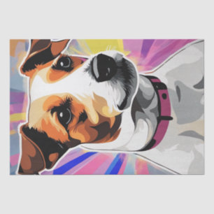 Papier Mousseline Pop Art Pup : Jack Russell Terrier Decoupage