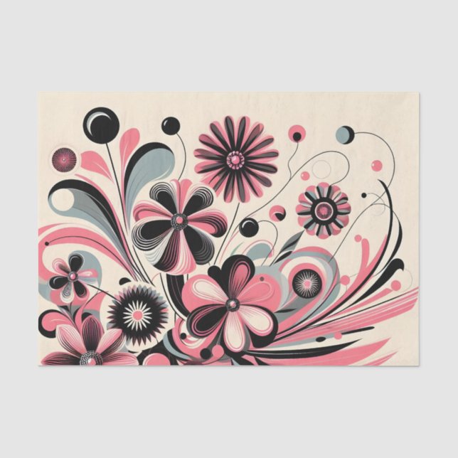Papier Mousseline Pop de couleur rose florale (Recto)