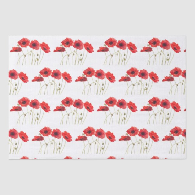 Papier Mousseline Poppies aquarelle fleurs rouges fleurs florales fl (Recto)