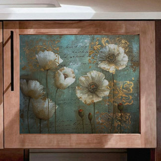 Papier Mousseline Poppies blanches avec découpage Turquoise