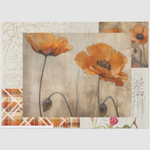 Papier Mousseline Poppies et Plaid pour découpage ou cadeau