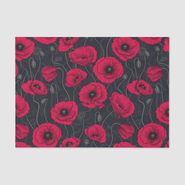 Papier Mousseline Poppies rouges (Recto)