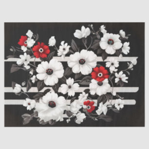 Papier Mousseline Poppies rouges et blanches sur la page de découpag