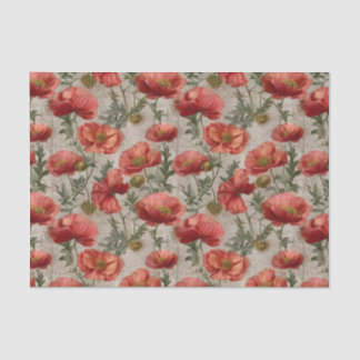 Papier Mousseline Poppys Découpage Vintage