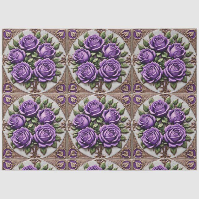Papier Mousseline Populaire violet Roses belle collection (Recto)