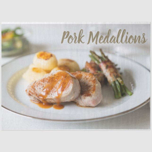 Papier Mousseline Pork medallions tenderloin with potatoes and beans (Recto)