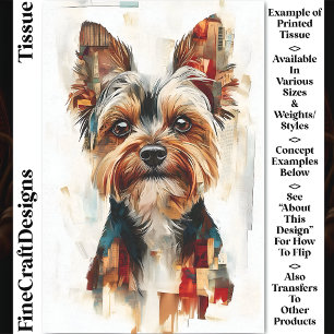 Papier Mousseline Portrait Abstrait Yorkie Chien DA8 Découpage