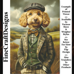 Papier Mousseline Portrait Agricole De Poodle En Paysage CG5 Découpa